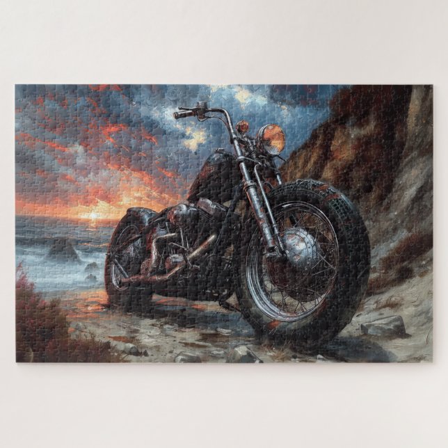 Motorbike and Sunset Jigsaw Puzzle (Horizontal)
