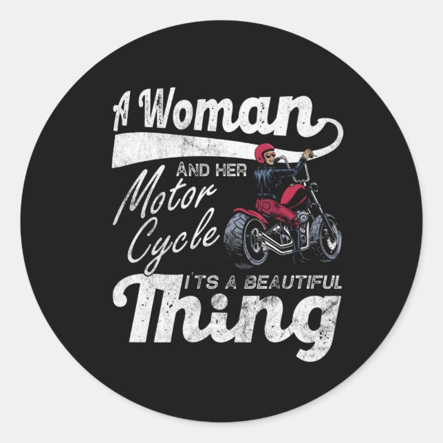 Motorbike Biker Chopper Classic Round Sticker (Front)