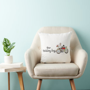 Motorbike Bride and Groom Wedding Accent Pillow