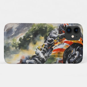 Motorbike cornering up a mountainside iPhone 11 case