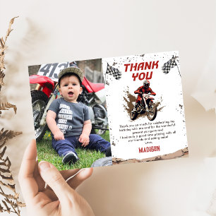 Motorbike Dirt Bike Birthday Photo Thank You Card