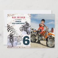 Motorbike Dirt Bike Photo Birthday Invitation