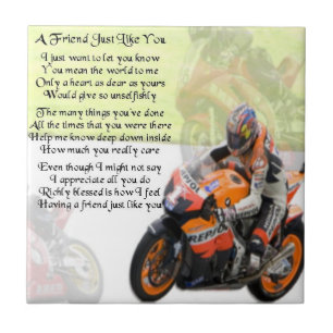 Motorbike Friend Poem Tile