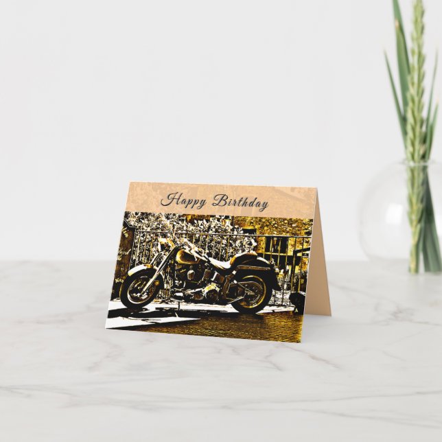 Motorbike in Ancient Valbonne France Birthday Card (Front)