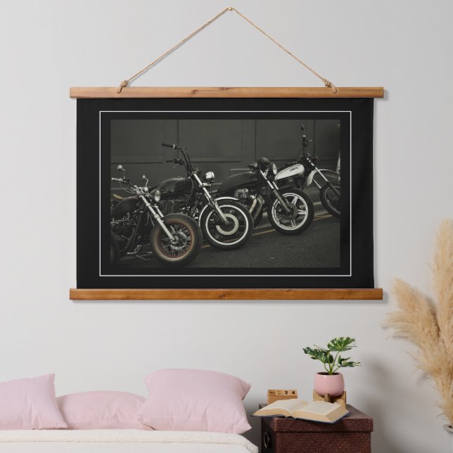 Motorbike Motorcycle Biker Rider Motorbikes Hanging Tapestry (Bedroom)