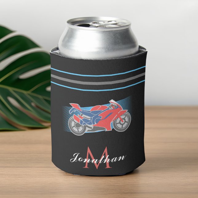 Motorbike Racing Motorcycle Initial & Name Sports  Can Cooler (Creator Uploaded)