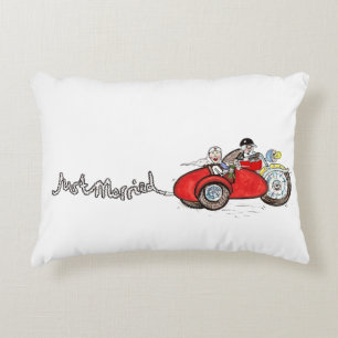 Motorbike & Sidecar Bride and Groom Wedding Accent Pillow
