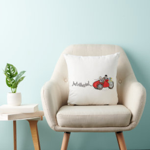 Motorbike & Sidecar Bride and Groom Wedding Throw Pillow