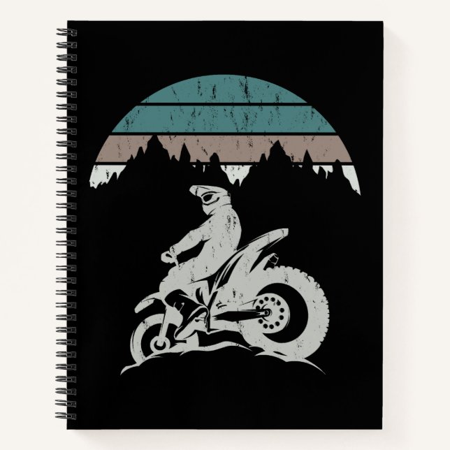 Motorbike Sunset Mountains Notebook (Front)