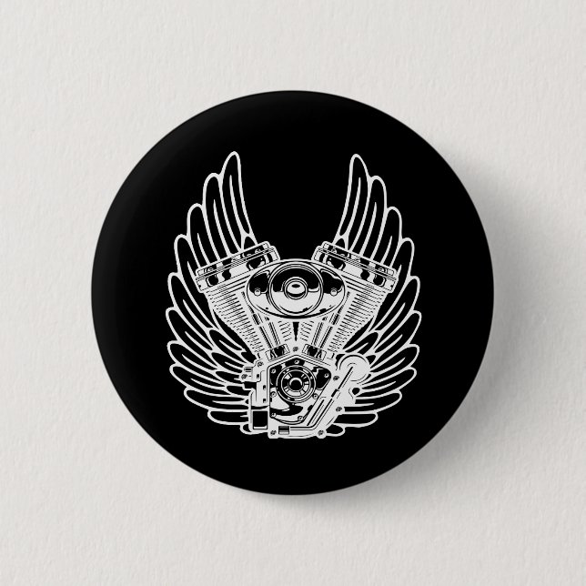 Motorbiker sign 2 inch round button (Front)