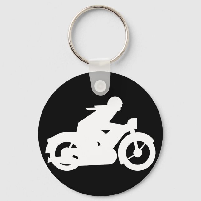 Motorbiker Silhouette Sign Keychain (Front)