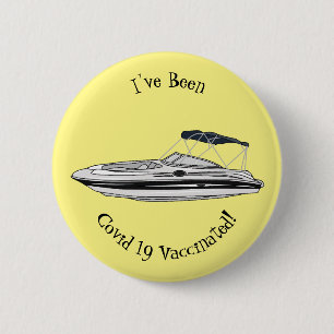 Motorboat cartoon illustration 2 inch round button