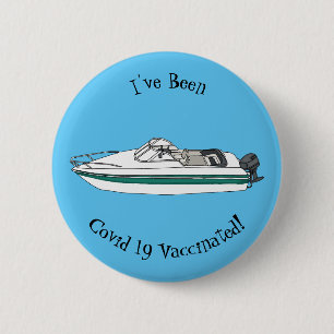 Motorboat cartoon illustration 2 inch round button