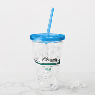 Motorboat cartoon illustration  acrylic tumbler