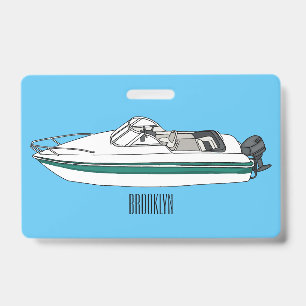 Motorboat cartoon illustration badge