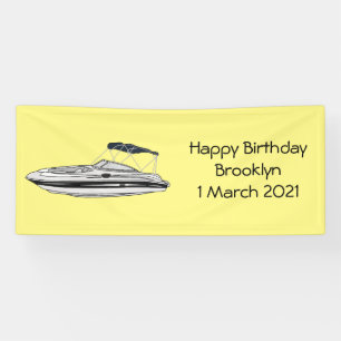 Motorboat cartoon illustration banner