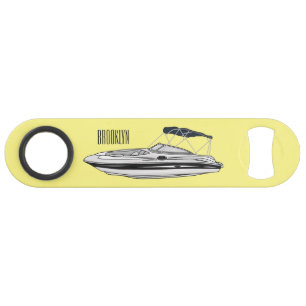 Motorboat cartoon illustration bar key