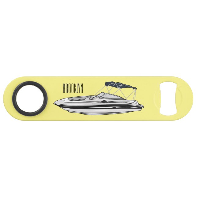 Motorboat cartoon illustration bar key (Front (Horizontal))