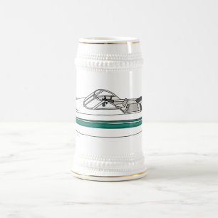 Motorboat cartoon illustration beer stein