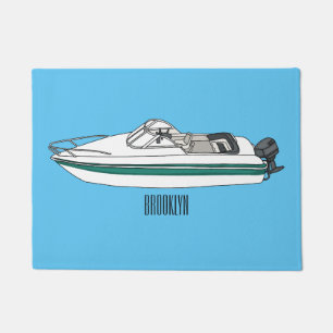 Motorboat cartoon illustration  doormat