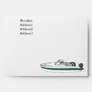 Motorboat cartoon illustration envelope
