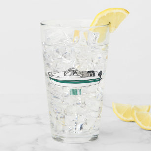Motorboat cartoon illustration  glass