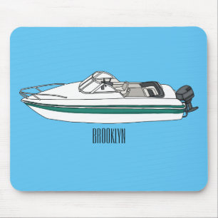 Motorboat cartoon illustration mouse pad