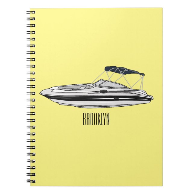 Motorboat cartoon illustration notebook (Front)