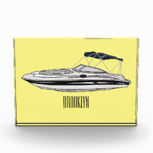 Motorboat cartoon illustration photo block