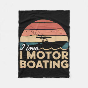 Motorboating Lover Gift Retro Sunset Boat Design  Fleece Blanket