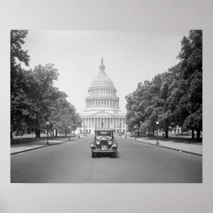 Motorcar at the US Capitol, 1923. Vintage Photo Poster