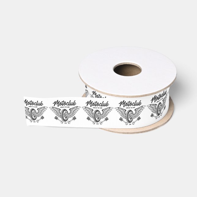 Motorclub Motorcycle Tire with Wings Grosgrain Ribbon (Spool)