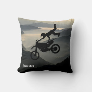 Motorcross Motorcycle Mountains Throw Pillow