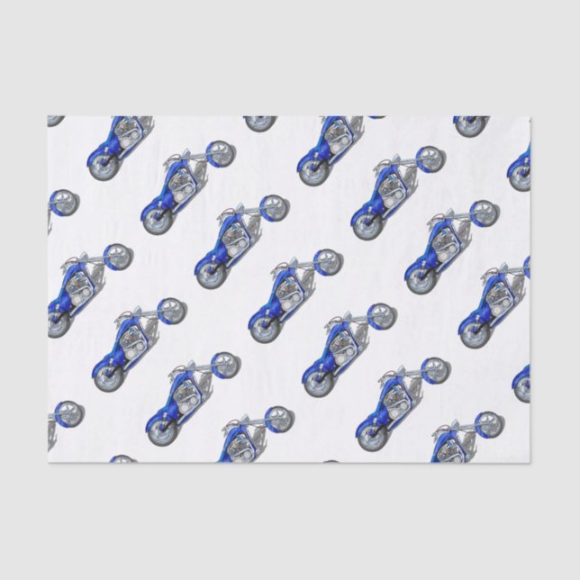 Motorcycle 1 - Blue Tissue Paper (Front)
