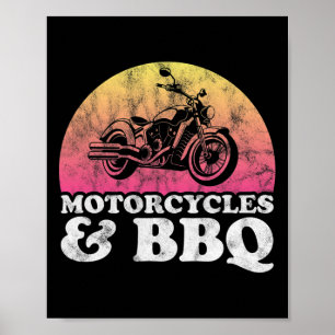 Motorcycle And Byrbecue Motorcycles And Bbq  Poster