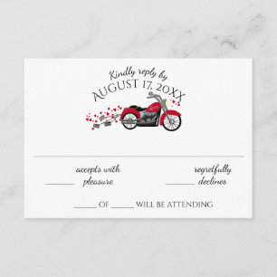 Motorcycle and Hearts Wedding Response Card