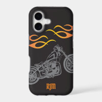 Motorcycle and Orange Biker Flames