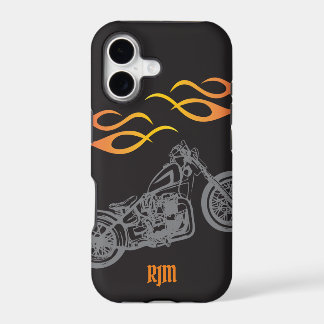 Motorcycle and Orange Biker Flames
