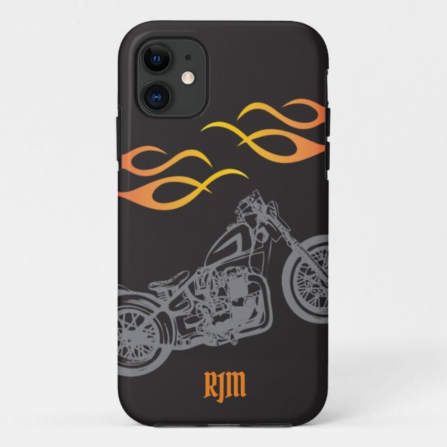 Motorcycle and Orange Biker Flames Case-Mate iPhone Case (Back)