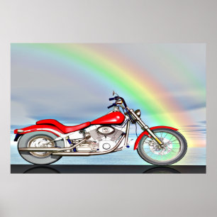 Motorcycle and rainbow poster