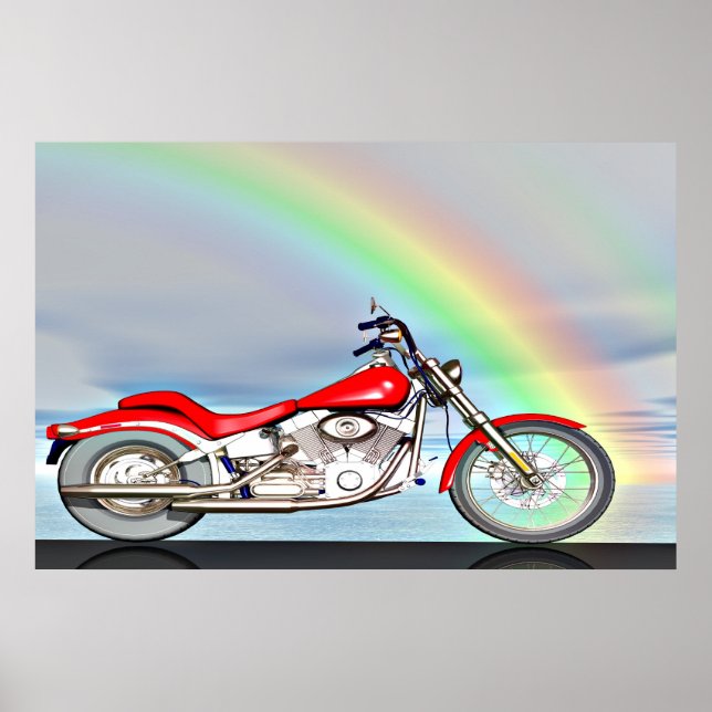 Motorcycle and rainbow poster (Front)