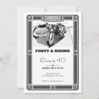 Motorcycle and Sidecar 40th Birthday Invitation