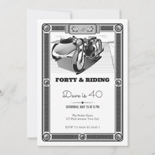 Motorcycle and Sidecar 40th Birthday Invitation