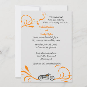 Motorcycle and Swirls Wedding Invitation