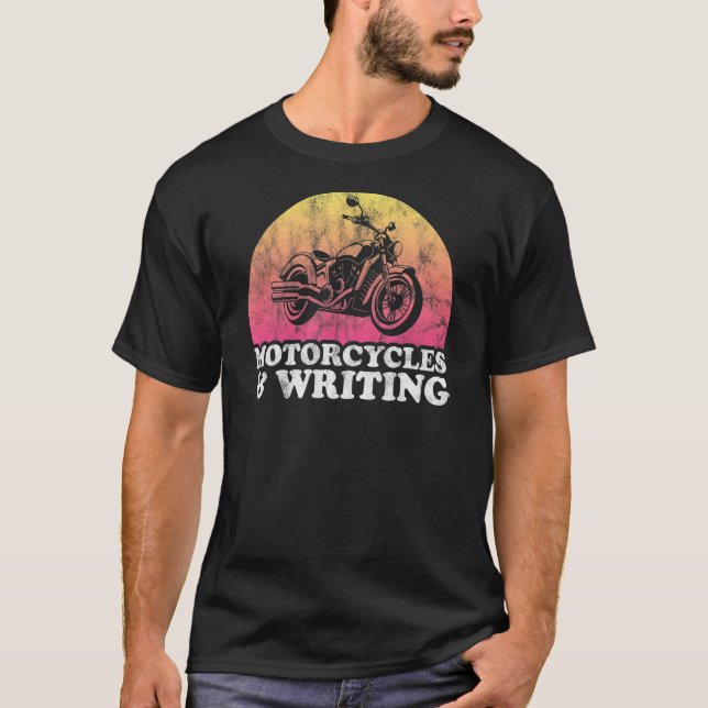 Motorcycle and Writing Motorcycles T-Shirt (Front)