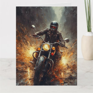 MOTORCYCLE ANNIVERSAIRE SURGRANDISSÉ CARTE DE SALU