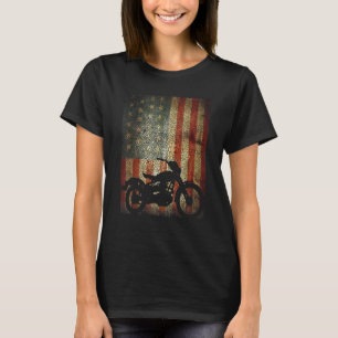 Motorcycle Biker America Flag Patriotic Grunge T-Shirt