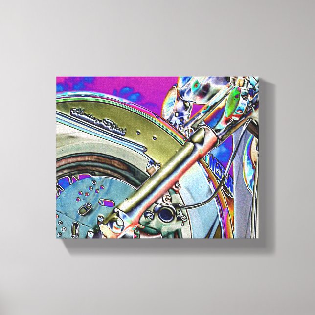 Motorcycle Biker Art Bright Neon Canvas Print (Front)