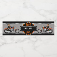 Motorcycle Biker Baby Orange Black Shield