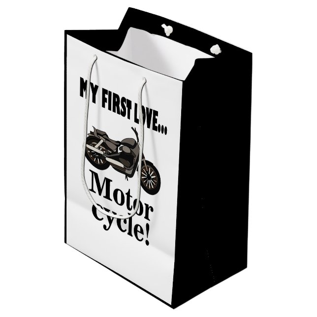 Motorcycle Biker Birthday Motorcycle Medium Gift Bag (Front Angled)